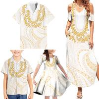 Aloha Lei Onaona Family Matching Summer Maxi Dress and Hawaiian Shirt Beige Hawaiian Tribal Pattern LT9 - Polynesian Pride