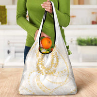 Aloha Lei Onaona Grocery Bag Beige Hawaiian Tribal Pattern