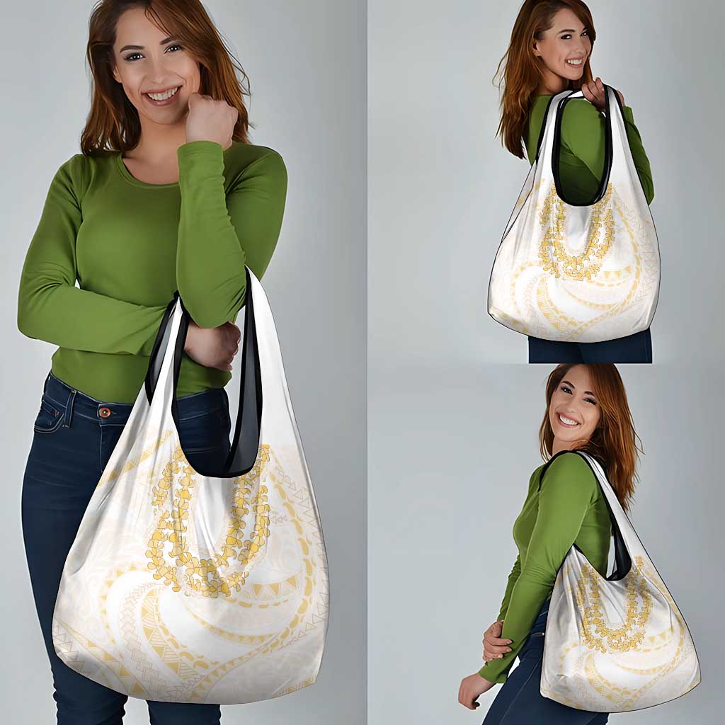 Aloha Lei Onaona Grocery Bag Beige Hawaiian Tribal Pattern