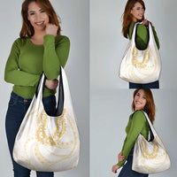 Aloha Lei Onaona Grocery Bag Beige Hawaiian Tribal Pattern
