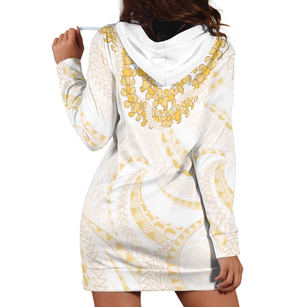 Aloha Lei Onaona Hoodie Dress Beige Hawaiian Tribal Pattern