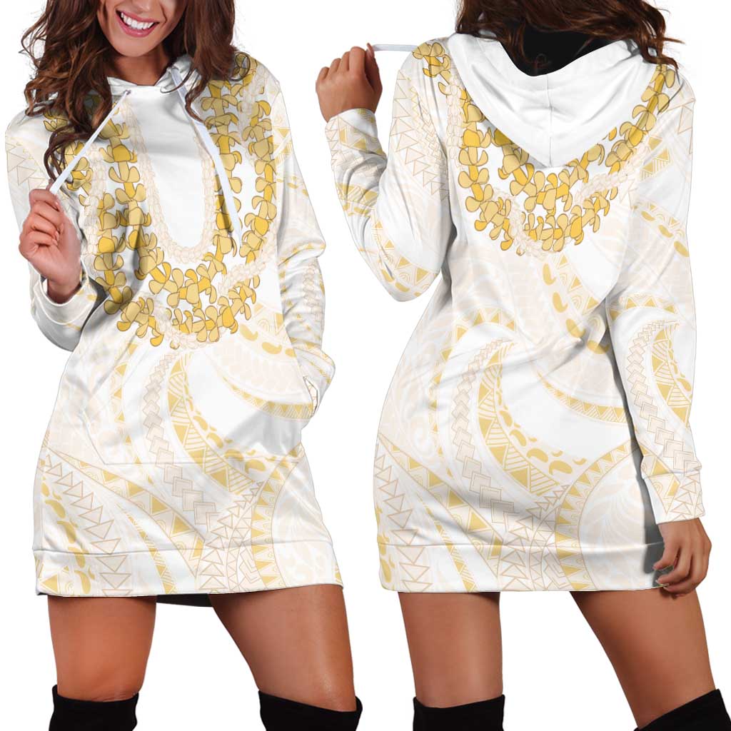 Aloha Lei Onaona Hoodie Dress Beige Hawaiian Tribal Pattern