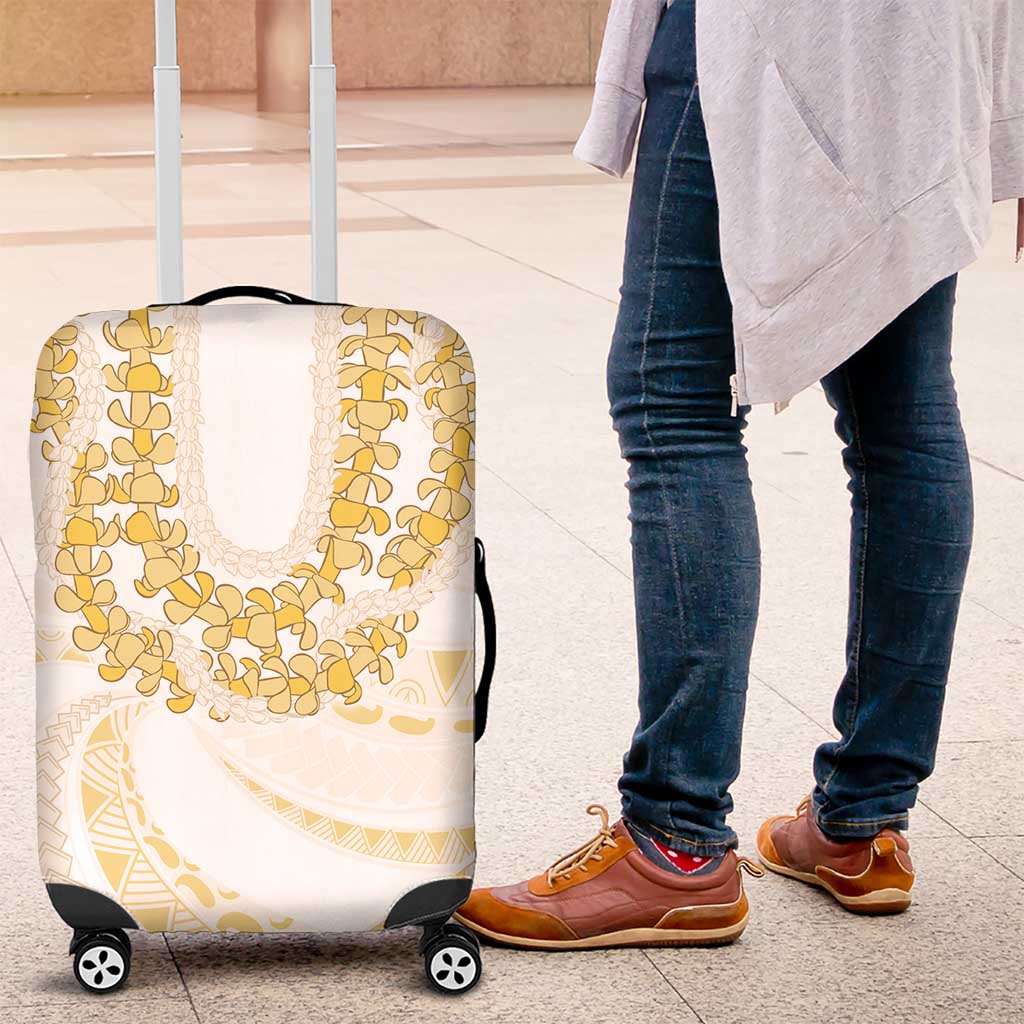 Aloha Lei Onaona Luggage Cover Beige Hawaiian Tribal Pattern
