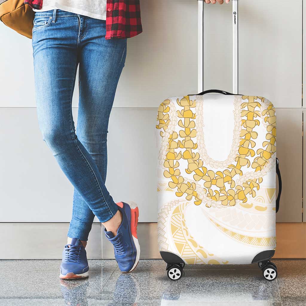 Aloha Lei Onaona Luggage Cover Beige Hawaiian Tribal Pattern