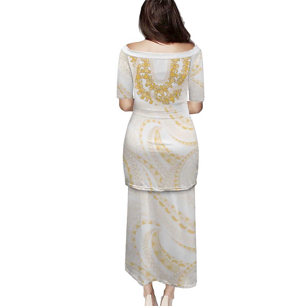Aloha Lei Onaona Puletasi Beige Hawaiian Tribal Pattern LT9 - Polynesian Pride