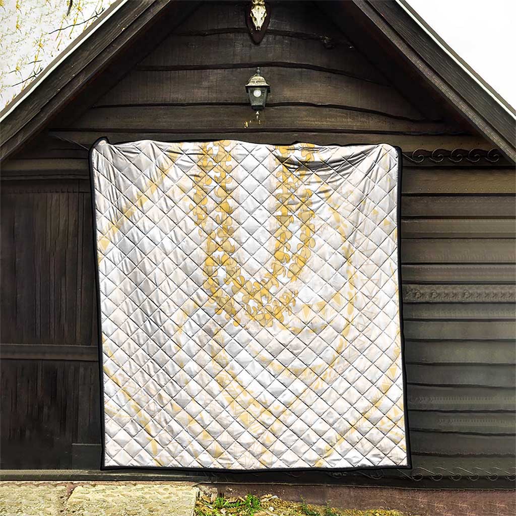 Aloha Lei Onaona Quilt Beige Hawaiian Tribal Pattern