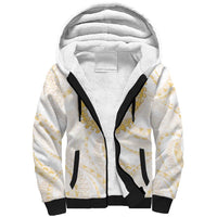 Aloha Lei Onaona Sherpa Hoodie Beige Hawaiian Tribal Pattern