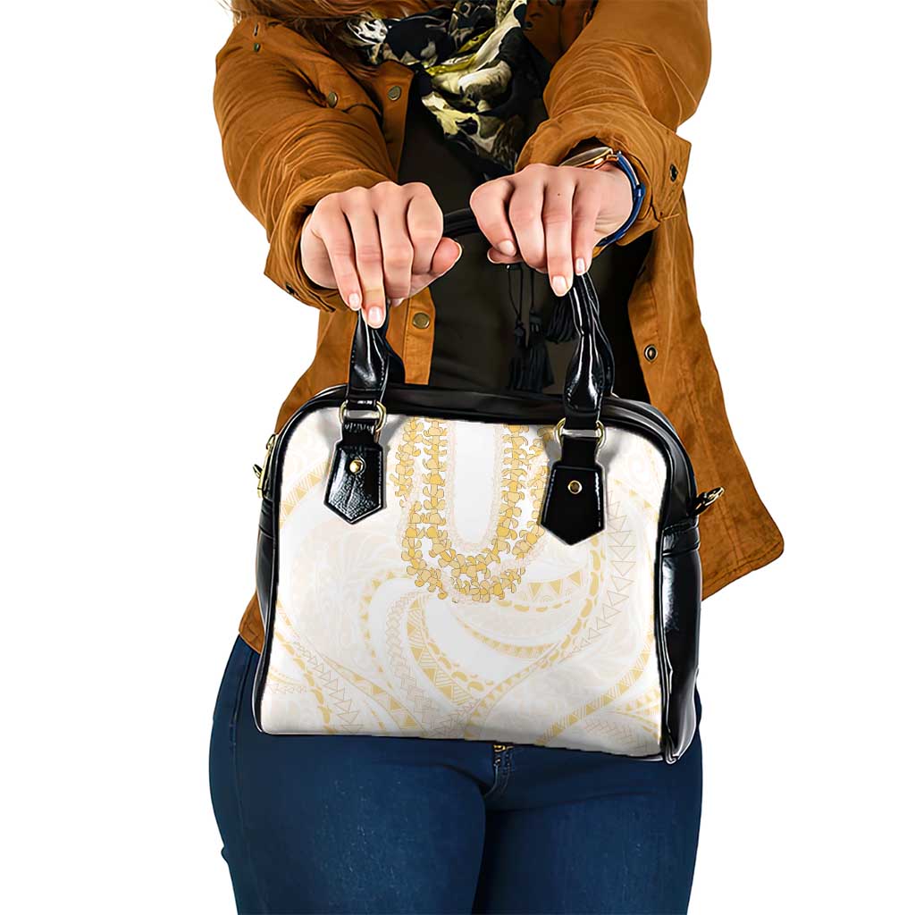 Aloha Lei Onaona Shoulder Handbag Beige Hawaiian Tribal Pattern