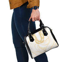 Aloha Lei Onaona Shoulder Handbag Beige Hawaiian Tribal Pattern