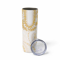 Aloha Lei Onaona Skinny Tumbler Beige Hawaiian Tribal Pattern
