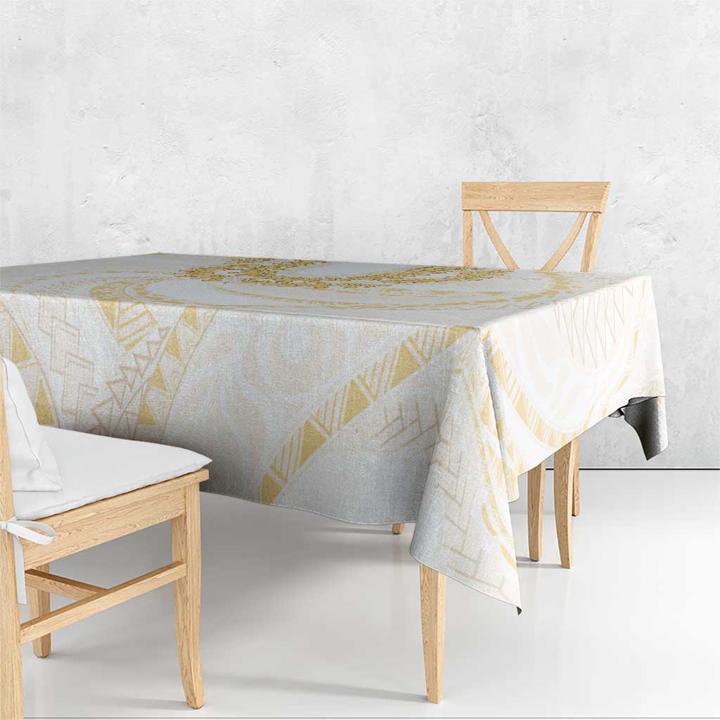Aloha Lei Onaona Tablecloth Beige Hawaiian Tribal Pattern