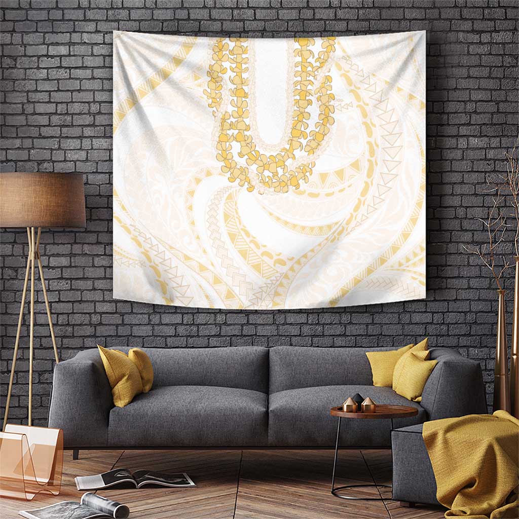Aloha Lei Onaona Tapestry Beige Hawaiian Tribal Pattern