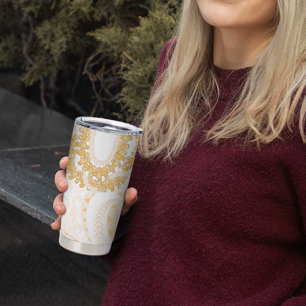Aloha Lei Onaona Tumbler Cup Beige Hawaiian Tribal Pattern