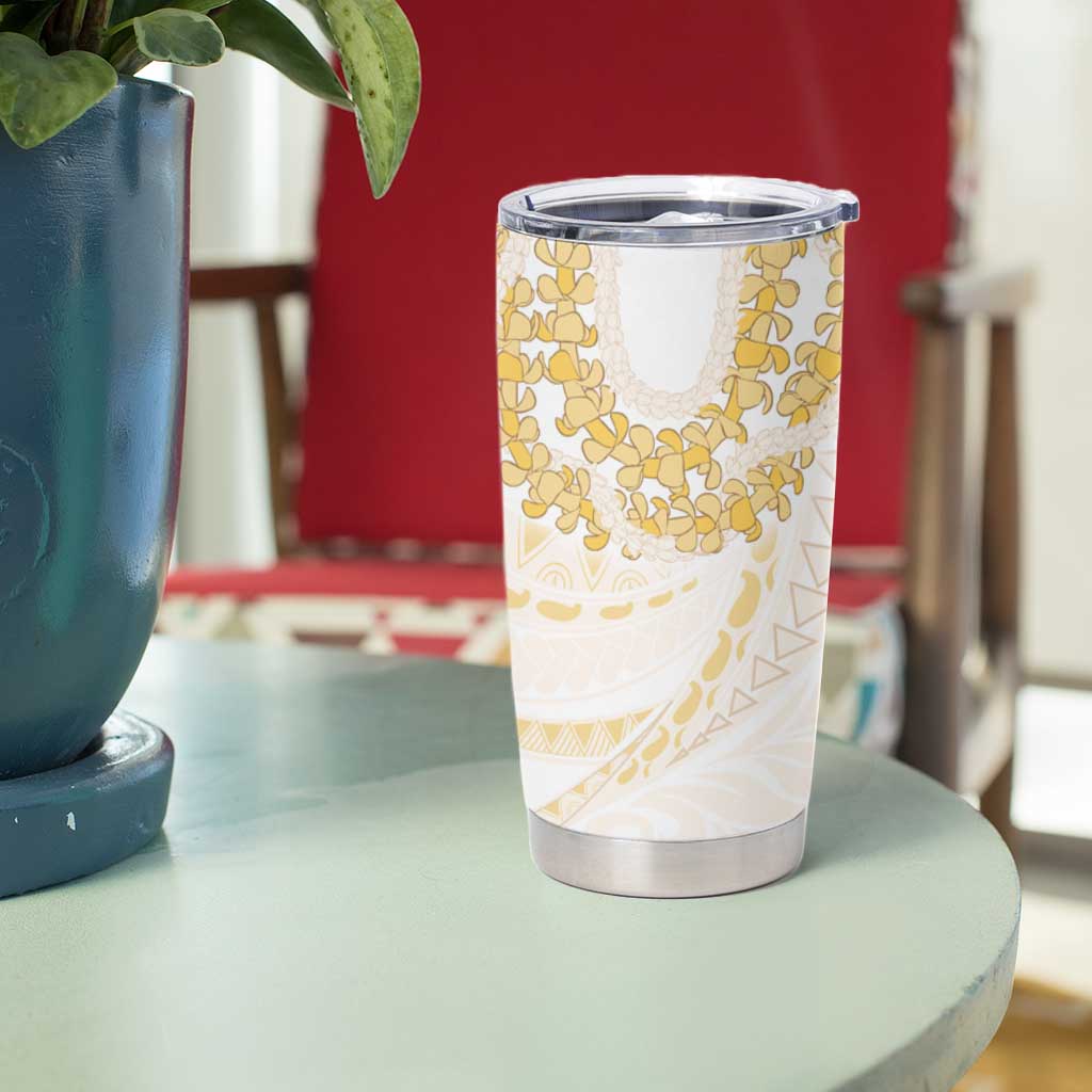 Aloha Lei Onaona Tumbler Cup Beige Hawaiian Tribal Pattern