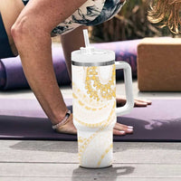 Aloha Lei Onaona Tumbler With Handle Beige Hawaiian Tribal Pattern