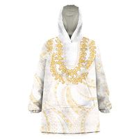 Aloha Lei Onaona Wearable Blanket Hoodie Beige Hawaiian Tribal Pattern LT9 One Size Beige - Polynesian Pride