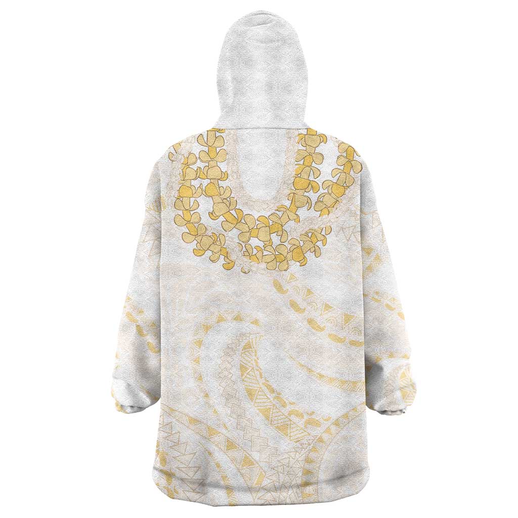 Aloha Lei Onaona Wearable Blanket Hoodie Beige Hawaiian Tribal Pattern LT9 - Polynesian Pride