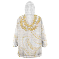 Aloha Lei Onaona Wearable Blanket Hoodie Beige Hawaiian Tribal Pattern LT9 - Polynesian Pride