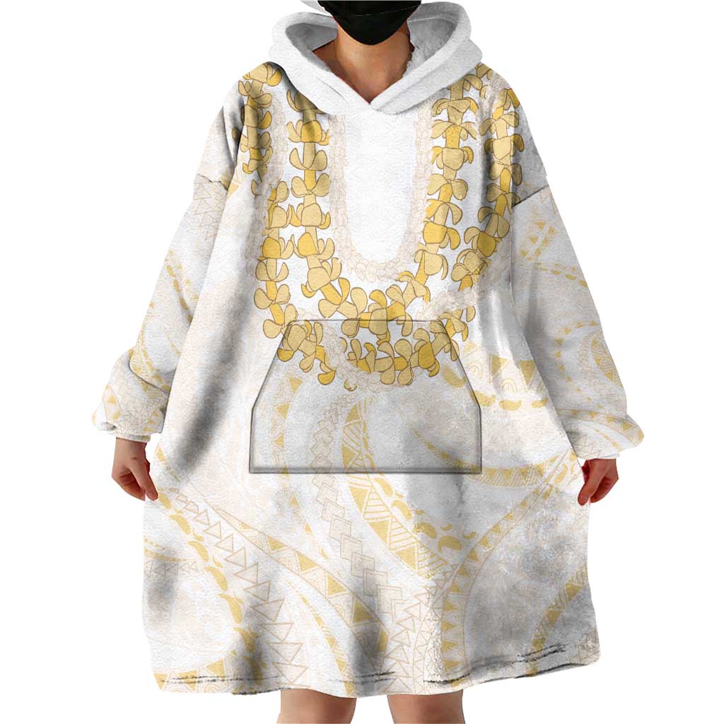 Aloha Lei Onaona Wearable Blanket Hoodie Beige Hawaiian Tribal Pattern LT9 - Polynesian Pride