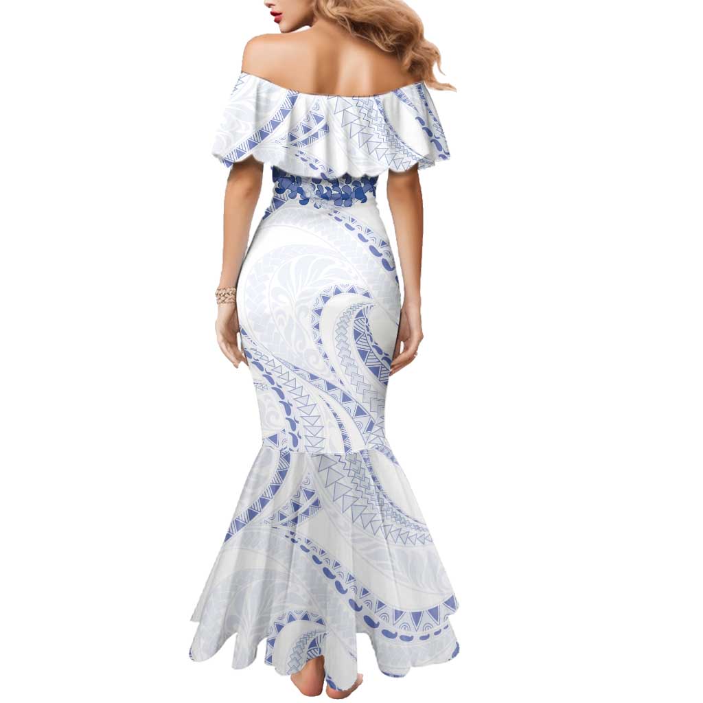 Aloha Lei Onaona Family Matching Mermaid Dress and Hawaiian Shirt Navy Blue Hawaiian Tribal Pattern LT9 - Polynesian Pride