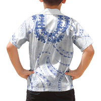 Aloha Lei Onaona Family Matching Off Shoulder Maxi Dress and Hawaiian Shirt Navy Blue Hawaiian Tribal Pattern LT9 - Polynesian Pride