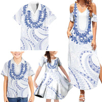 Aloha Lei Onaona Family Matching Summer Maxi Dress and Hawaiian Shirt Navy Blue Hawaiian Tribal Pattern LT9 - Polynesian Pride