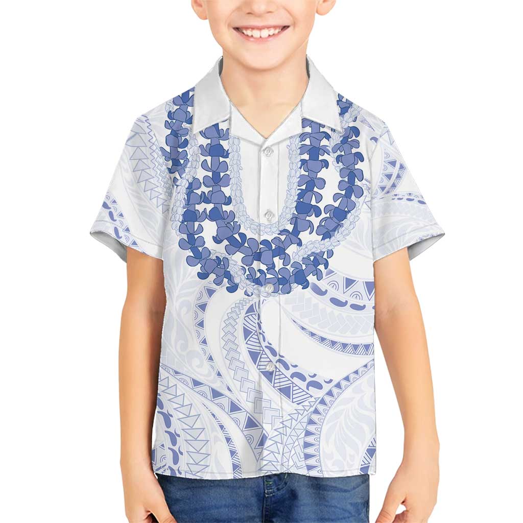 Aloha Lei Onaona Family Matching Summer Maxi Dress and Hawaiian Shirt Navy Blue Hawaiian Tribal Pattern LT9 Son's Shirt Blue - Polynesian Pride