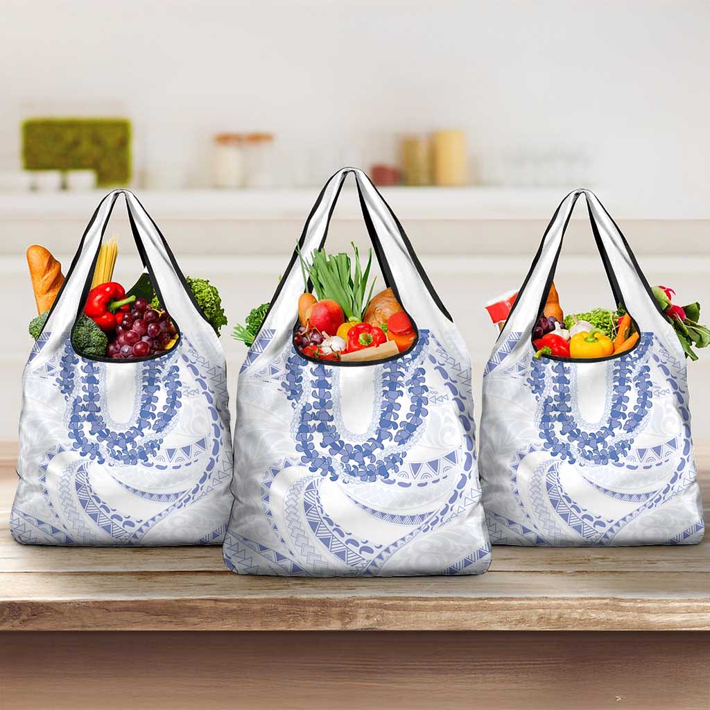 Aloha Lei Onaona Grocery Bag Navy Blue Hawaiian Tribal Pattern LT9 3-pack One Size Blue - Polynesian Pride