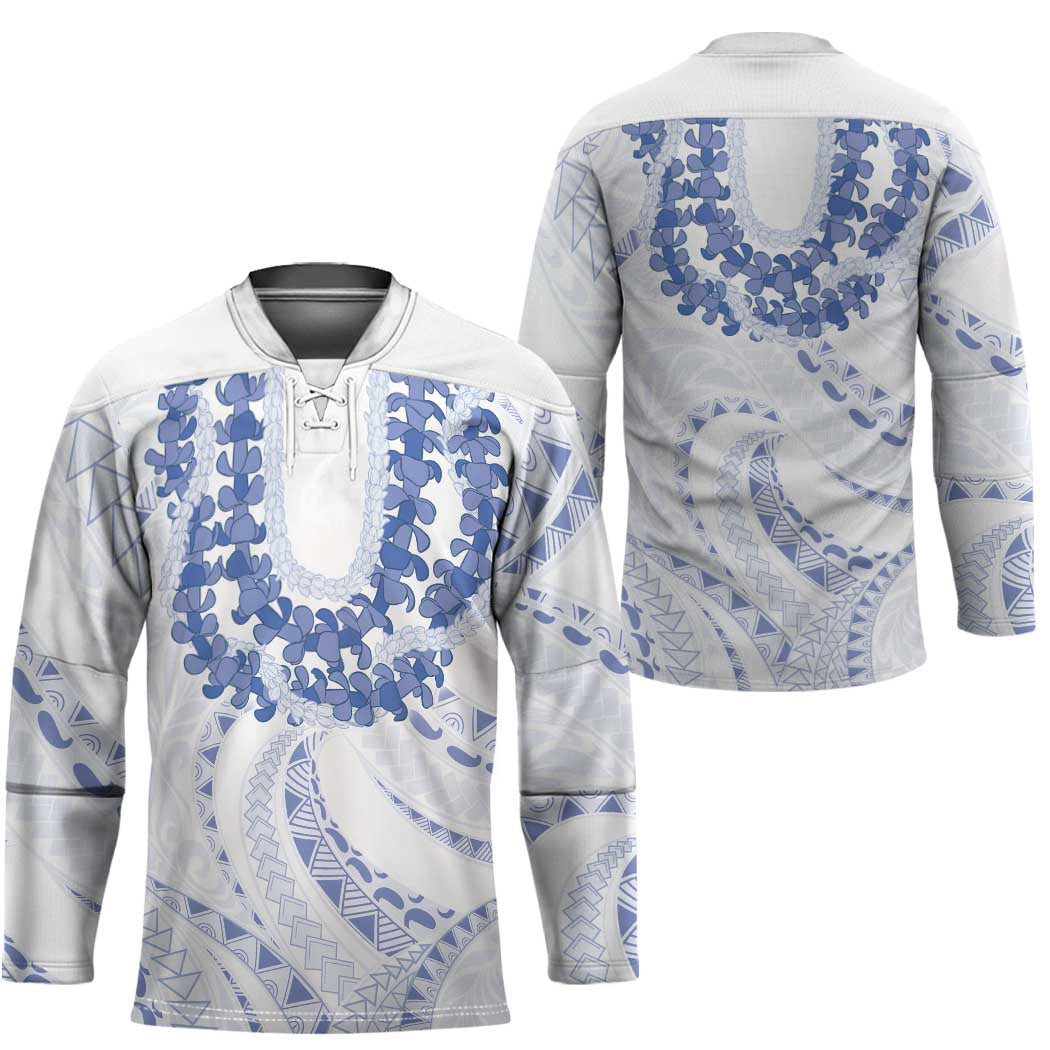 Aloha Lei Onaona Hockey Jersey Navy Blue Hawaiian Tribal Pattern - Polynesian Pride
