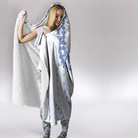 Aloha Lei Onaona Hooded Blanket Navy Blue Hawaiian Tribal Pattern