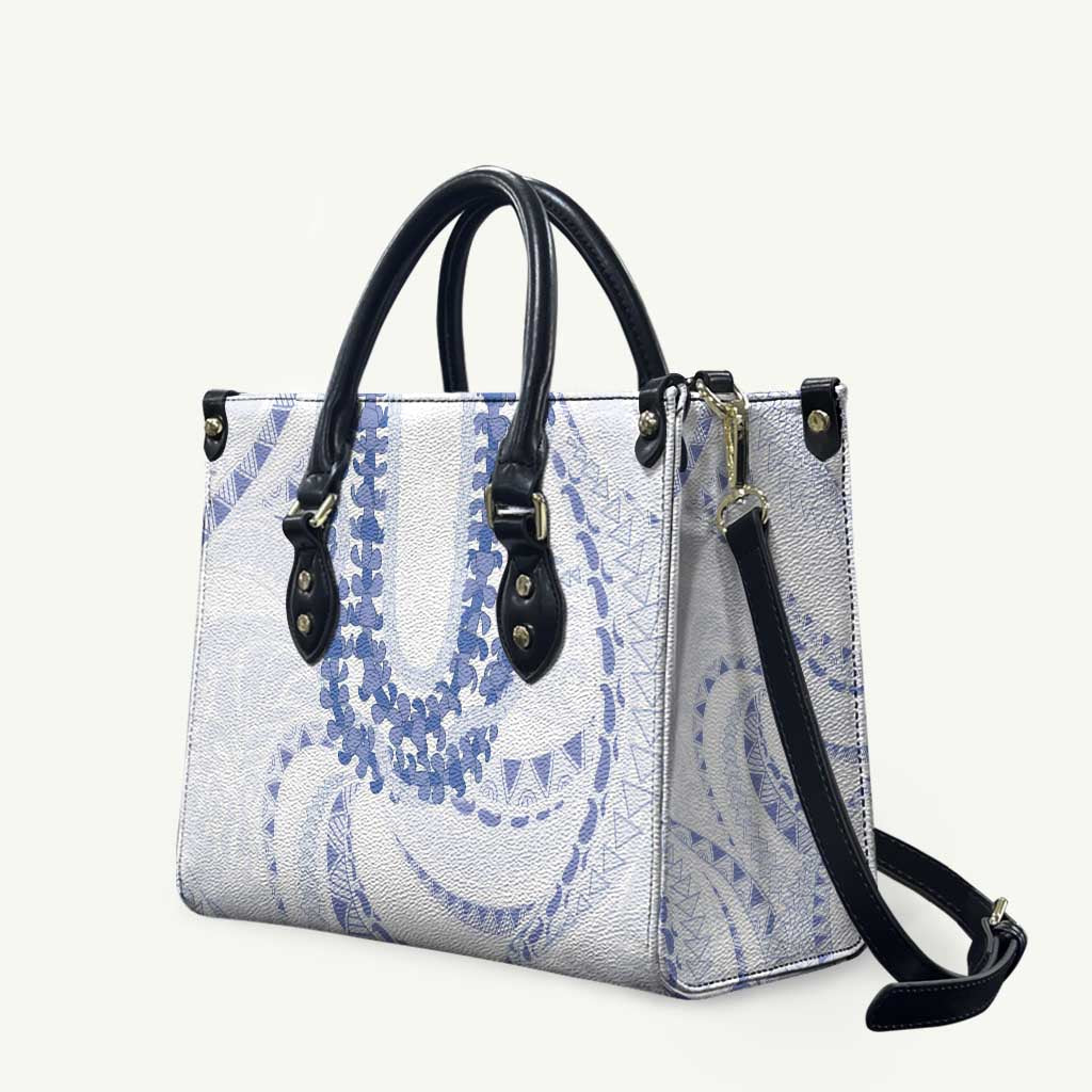 Aloha Lei Onaona Leather Bag Navy Blue Hawaiian Tribal Pattern - Polynesian Pride