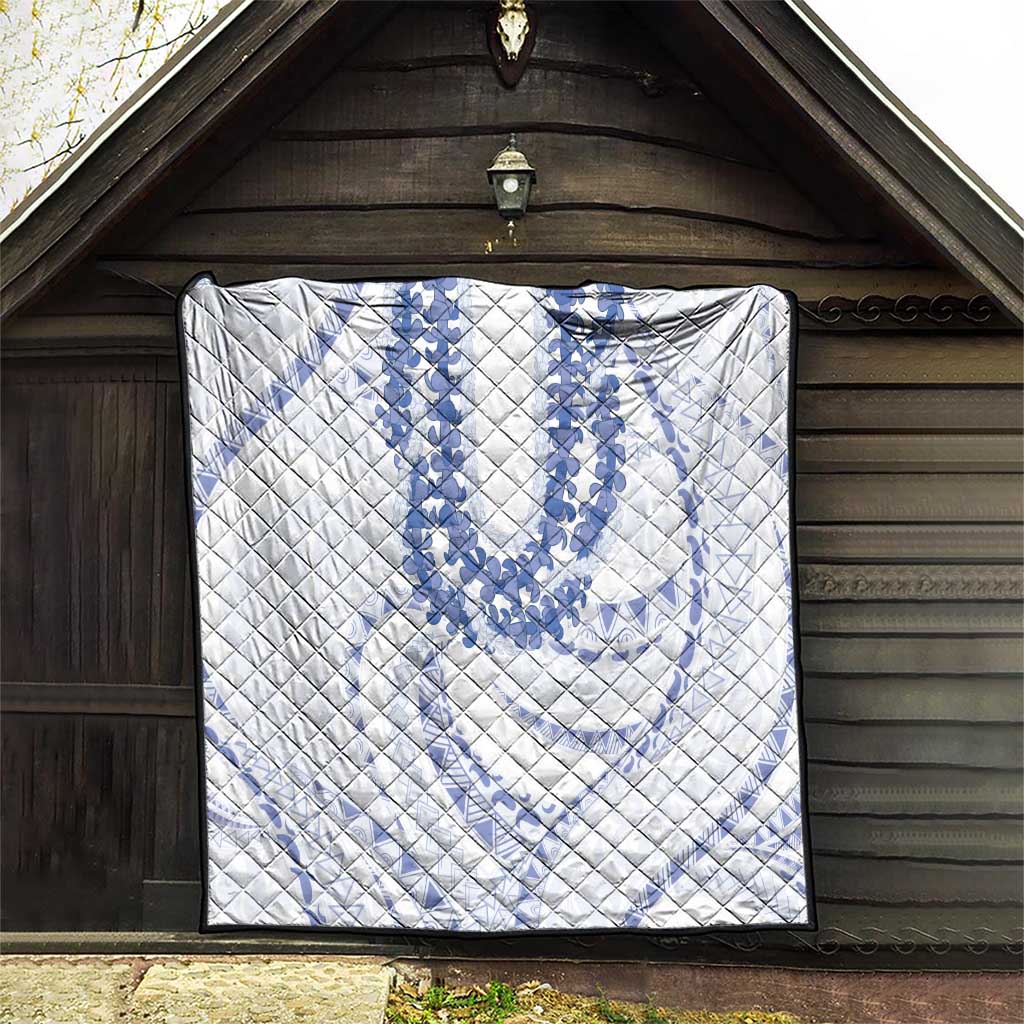 Aloha Lei Onaona Quilt Navy Blue Hawaiian Tribal Pattern