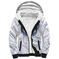 Aloha Lei Onaona Sherpa Hoodie Navy Blue Hawaiian Tribal Pattern