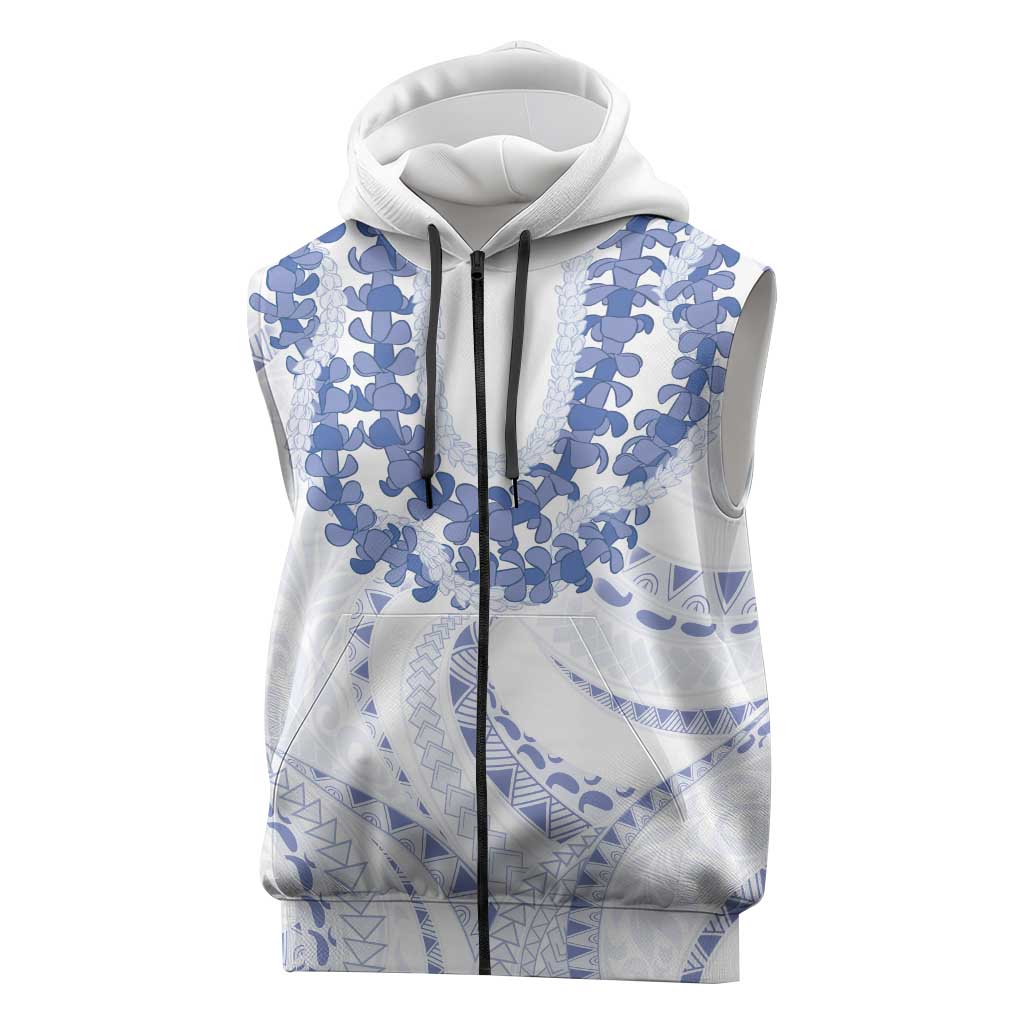 Aloha Lei Onaona Sleeveless Zip Hoodie Navy Blue Hawaiian Tribal Pattern LT9