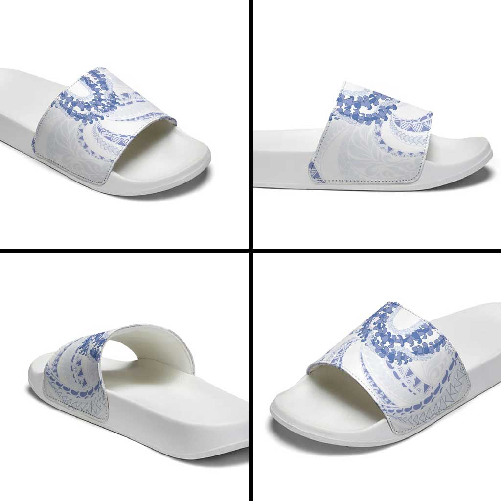 Aloha Lei Onaona Slide Sandals Navy Blue Hawaiian Tribal Pattern - Polynesian Pride