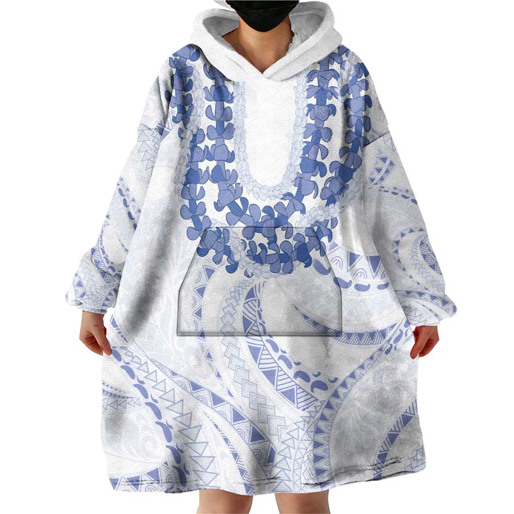 Aloha Lei Onaona Wearable Blanket Hoodie Navy Blue Hawaiian Tribal Pattern LT9 - Polynesian Pride