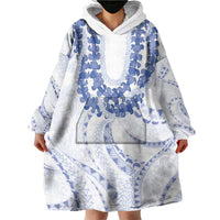 Aloha Lei Onaona Wearable Blanket Hoodie Navy Blue Hawaiian Tribal Pattern LT9 - Polynesian Pride