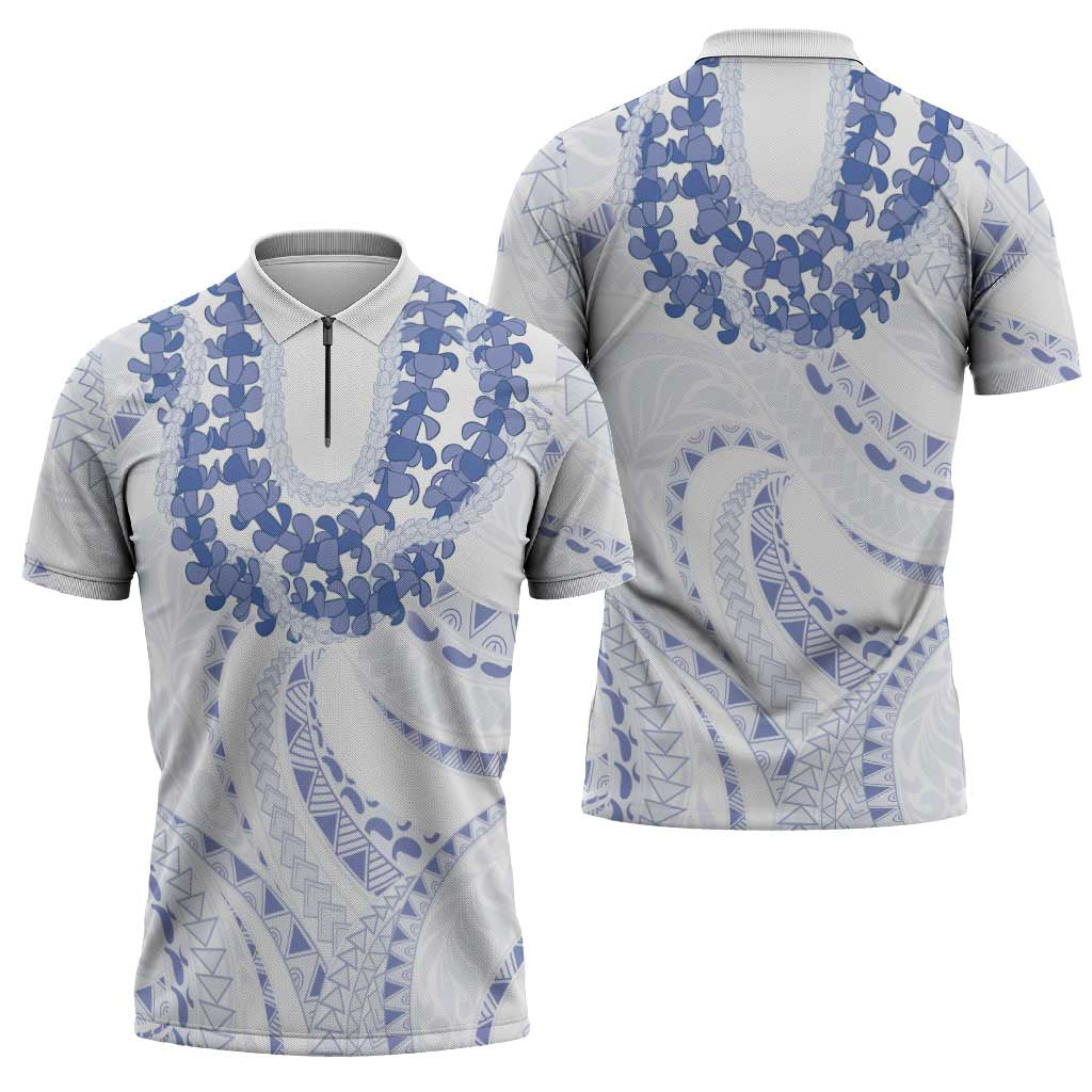 Aloha Lei Onaona Zipper Polo Shirt Navy Blue Hawaiian Tribal Pattern - Polynesian Pride
