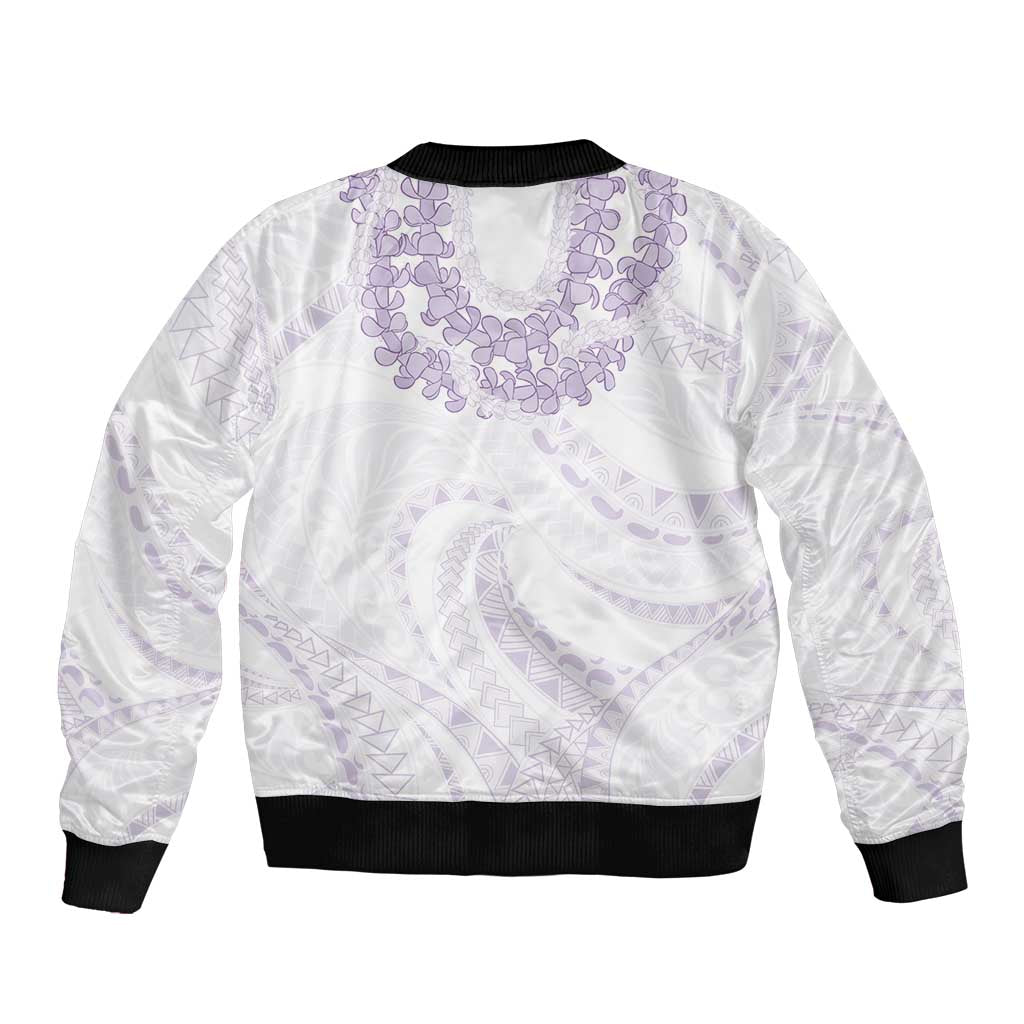 Aloha Lei Onaona Bomber Jacket Purple Hawaiian Tribal Pattern