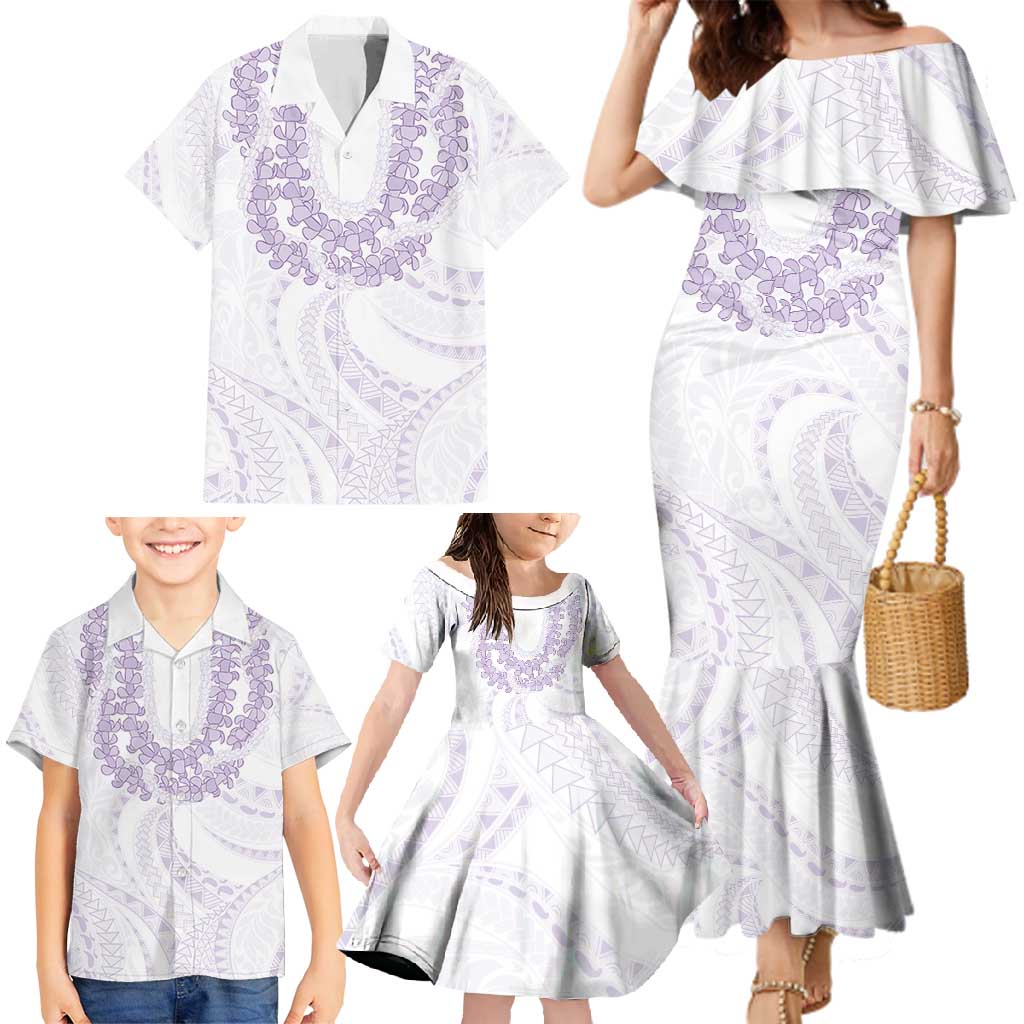 Aloha Lei Onaona Family Matching Mermaid Dress and Hawaiian Shirt Purple Hawaiian Tribal Pattern LT9 - Polynesian Pride