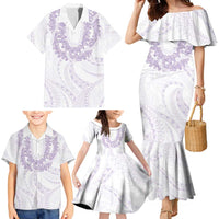 Aloha Lei Onaona Family Matching Mermaid Dress and Hawaiian Shirt Purple Hawaiian Tribal Pattern LT9 - Polynesian Pride