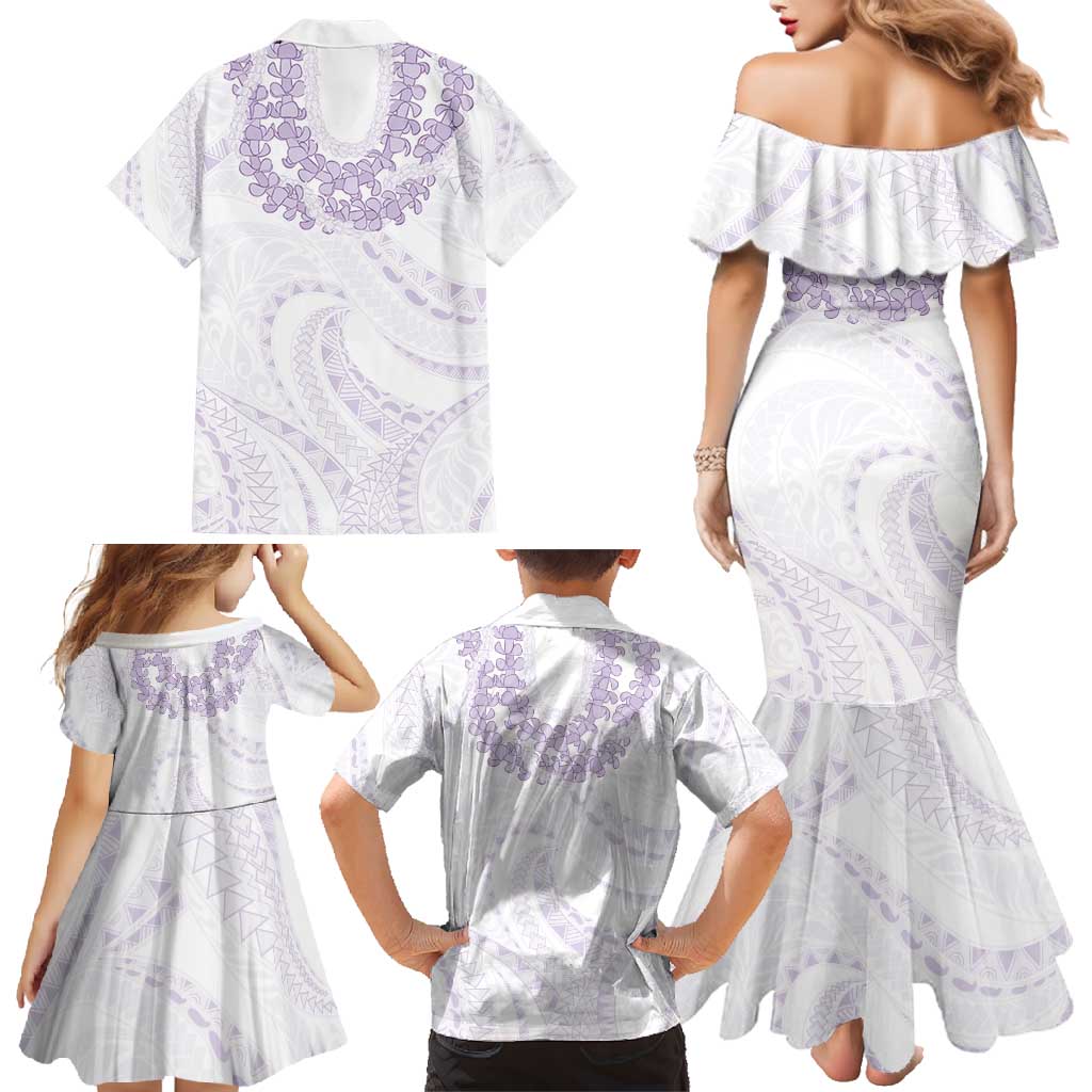 Aloha Lei Onaona Family Matching Mermaid Dress and Hawaiian Shirt Purple Hawaiian Tribal Pattern LT9 - Polynesian Pride