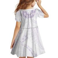 Aloha Lei Onaona Family Matching Off The Shoulder Long Sleeve Dress and Hawaiian Shirt Purple Hawaiian Tribal Pattern LT9 - Polynesian Pride