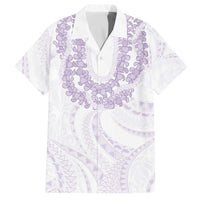 Aloha Lei Onaona Family Matching Off The Shoulder Long Sleeve Dress and Hawaiian Shirt Purple Hawaiian Tribal Pattern LT9 Dad's Shirt - Short Sleeve Purple - Polynesian Pride