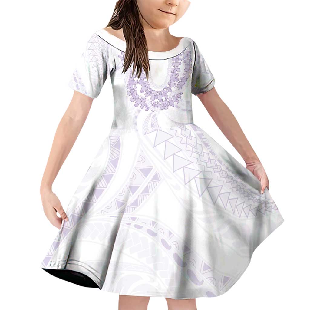 Aloha Lei Onaona Family Matching Off Shoulder Short Dress and Hawaiian Shirt Purple Hawaiian Tribal Pattern LT9 Daughter's Dress Purple - Polynesian Pride