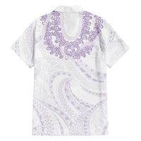 Aloha Lei Onaona Family Matching Off Shoulder Short Dress and Hawaiian Shirt Purple Hawaiian Tribal Pattern LT9 - Polynesian Pride