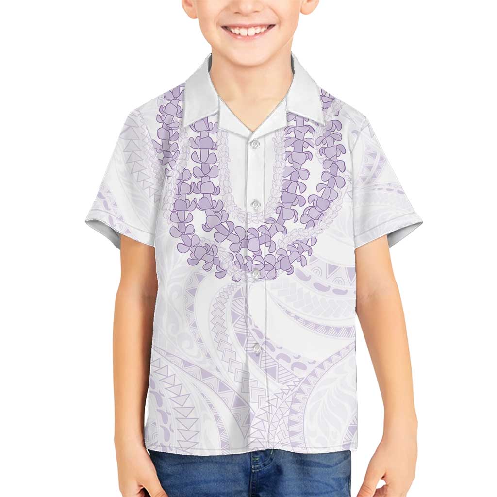 Aloha Lei Onaona Family Matching Off Shoulder Short Dress and Hawaiian Shirt Purple Hawaiian Tribal Pattern LT9 Son's Shirt Purple - Polynesian Pride