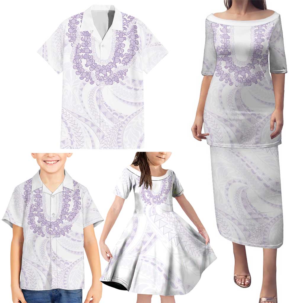 Aloha Lei Onaona Family Matching Puletasi and Hawaiian Shirt Purple Hawaiian Tribal Pattern LT9 - Polynesian Pride
