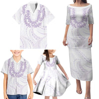 Aloha Lei Onaona Family Matching Puletasi and Hawaiian Shirt Purple Hawaiian Tribal Pattern LT9 - Polynesian Pride