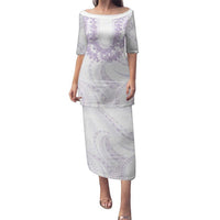 Aloha Lei Onaona Family Matching Puletasi and Hawaiian Shirt Purple Hawaiian Tribal Pattern LT9 Mom's Dress Purple - Polynesian Pride